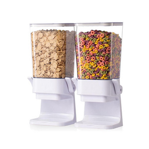 single double control cereal rice nut candy grain dispenser countertop dry food storage container box for kitchen oatmeal