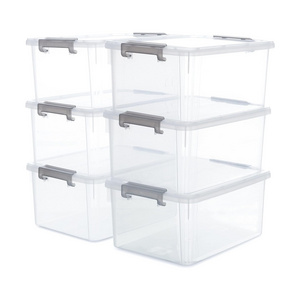 17 QT clear large plastic storage containers bins with lids storage box organizer stackable for closet snacks toy garage kitchen