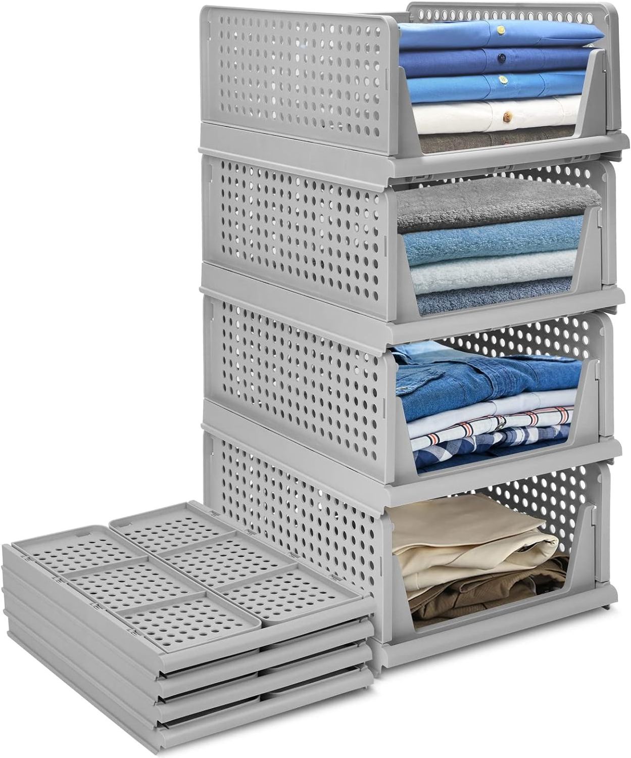 1pc 14CM  stackable foldable folding wardrobe clothes closet organizer storage drawers dividers box plastic baskets bin cube