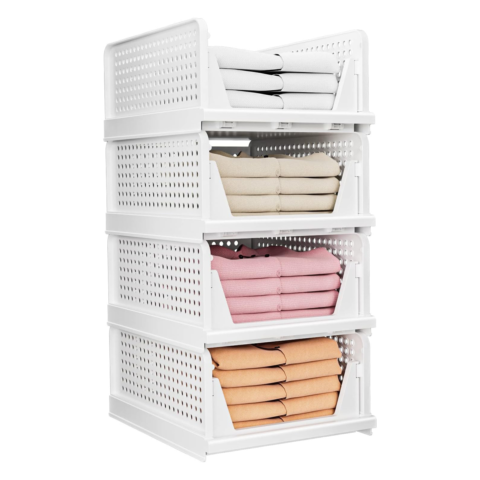 1pc 14CM  stackable foldable folding wardrobe clothes closet organizer storage drawers dividers box plastic baskets bin cube