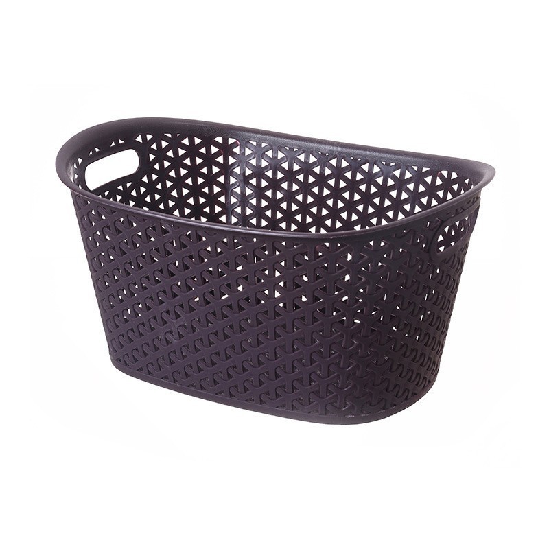 24L 9L Oval Plastic Woven Storage Tub Basket with Handles Multi-Use Storage Organizer Bin for Bedroom Baby Nursery Kitchen