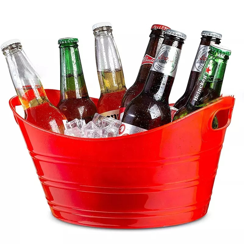 Large big Party 18L bar  transparent  beverage ice tubs Ice buckets  plastic oval storage tub baskets Chiller Bin