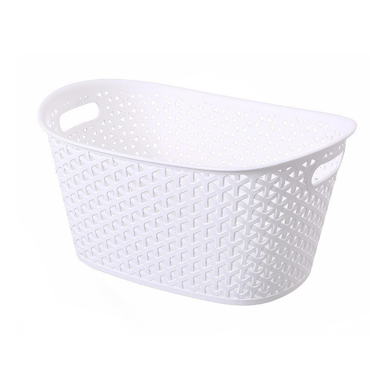 24L 9L Oval Plastic Woven Storage Tub Basket with Handles Multi-Use Storage Organizer Bin for Bedroom Baby Nursery Kitchen