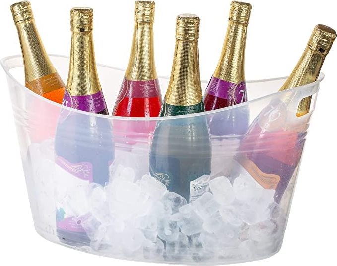 Large big Party 18L bar  transparent  beverage ice tubs Ice buckets  plastic oval storage tub baskets Chiller Bin