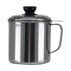 Stainless steel Oil Storage container Grease Keeper 1.3/1.8L Strainer Oil filter pot