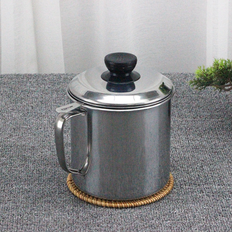 Stainless steel Oil Storage container Grease Keeper 1.3/1.8L Strainer Oil filter pot