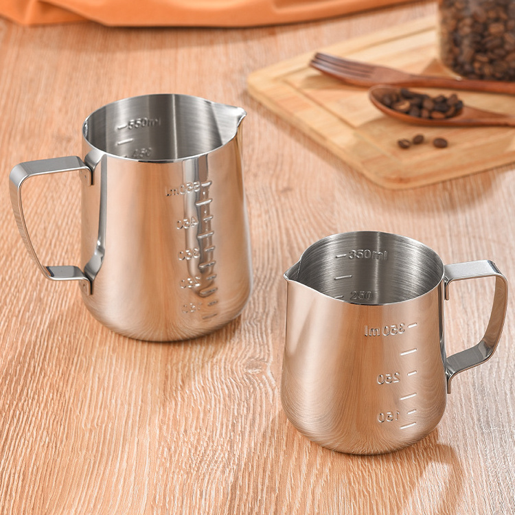 Good quality stainless steel coffee jug with measurement coffee kettle milk jug stainless steel