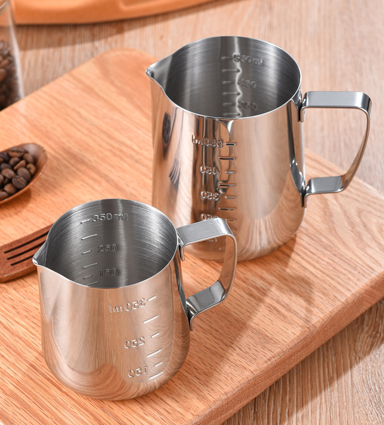 Good quality stainless steel coffee jug with measurement coffee kettle milk jug stainless steel