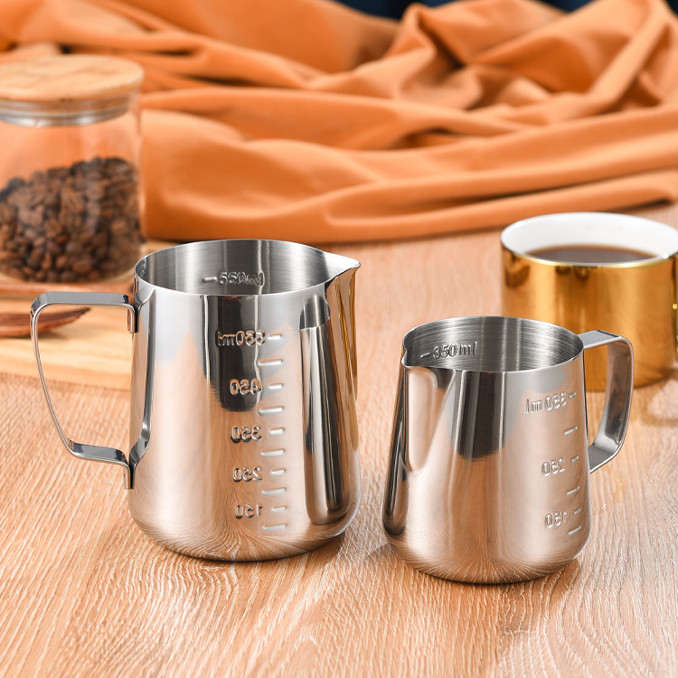 Good quality stainless steel coffee jug with measurement coffee kettle milk jug stainless steel