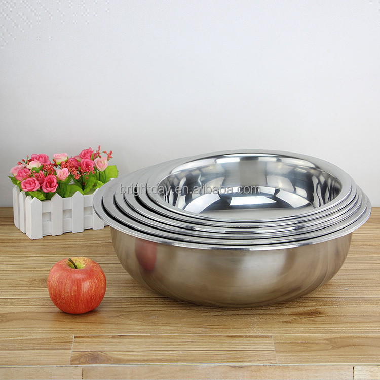 Factory direct sale 24-36cm vegetables wash basin stainless steel metal soup basin mixing bowls