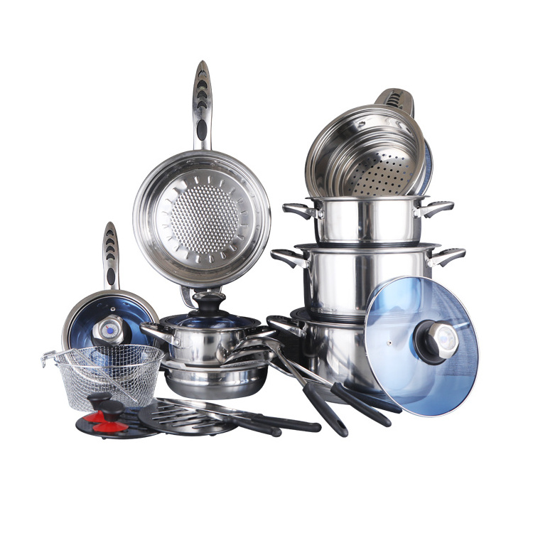 Stainless steel cookware set Ollas pots pans and Utensils  25pcs cookware set kinox cookware