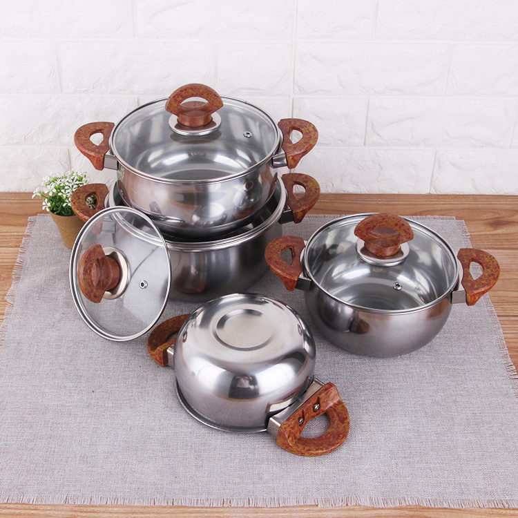 Wholesale Kitchen Ware Stainless Steel Cooking Pot Set Stainless Steel Soup Pot Set Kinox Cookware Ollas