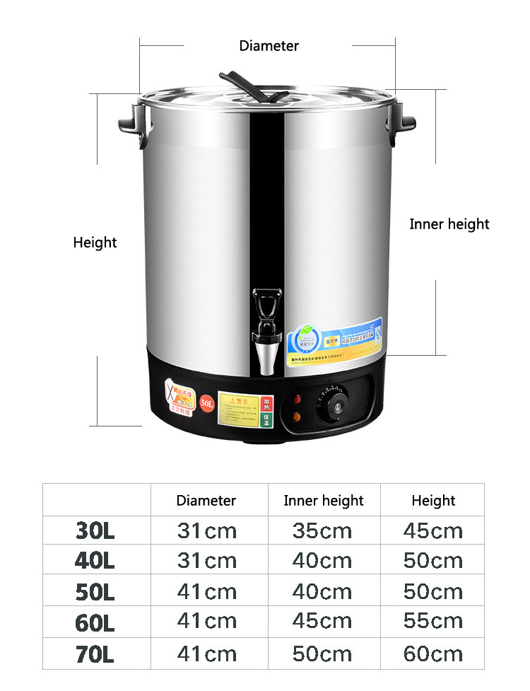 50 liter Stainless Steel Electric Drinking Water Heater Water Boiler Commercial Catering Hot Water Kettle