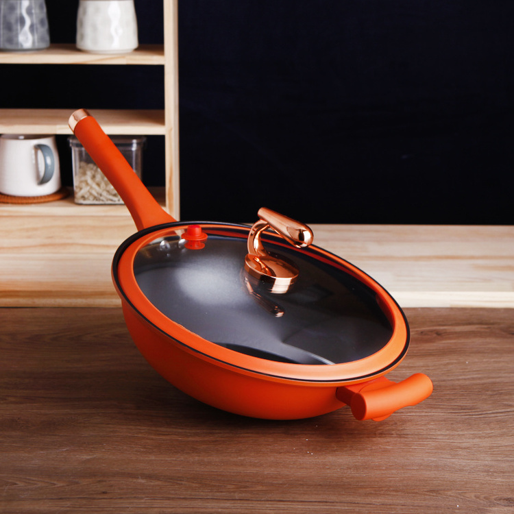 New Arrival Kitchen Cooking Non Stick Micro Pressure Wok Stainless Steel Frying Pan