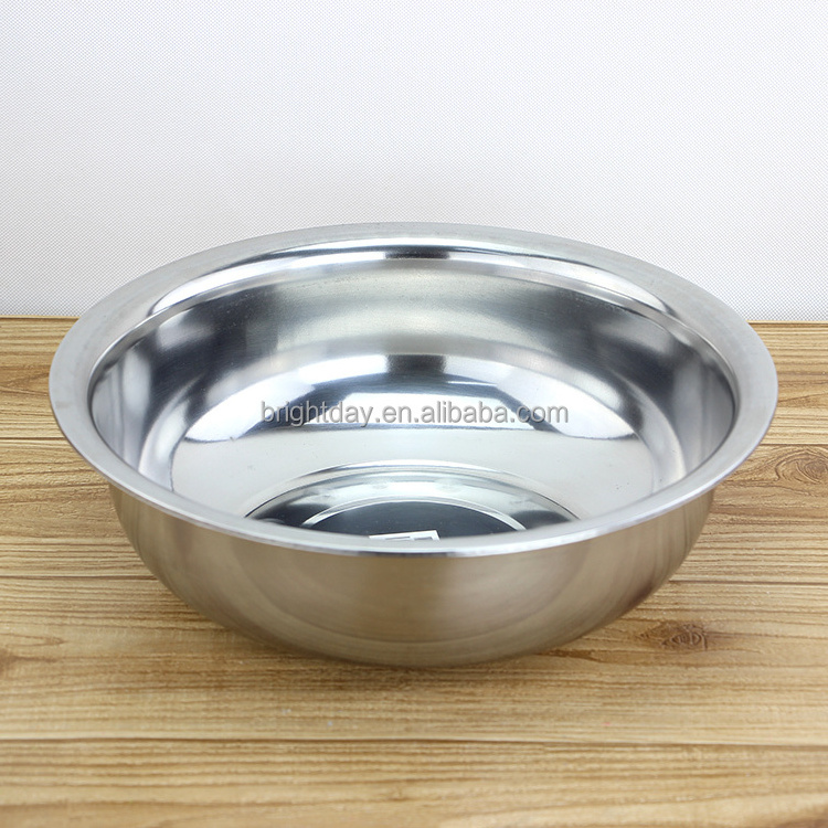 Factory direct sale 24-36cm vegetables wash basin stainless steel metal soup basin mixing bowls