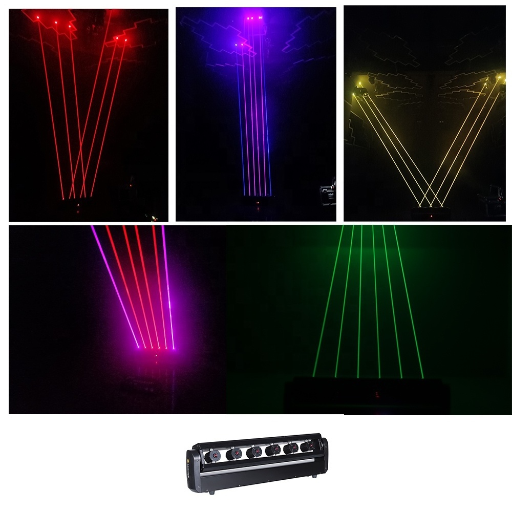 6 Eyes RGB Full Color Beam Moving Head Swing Laser Light for DJ Night Club Disco Lazer Light