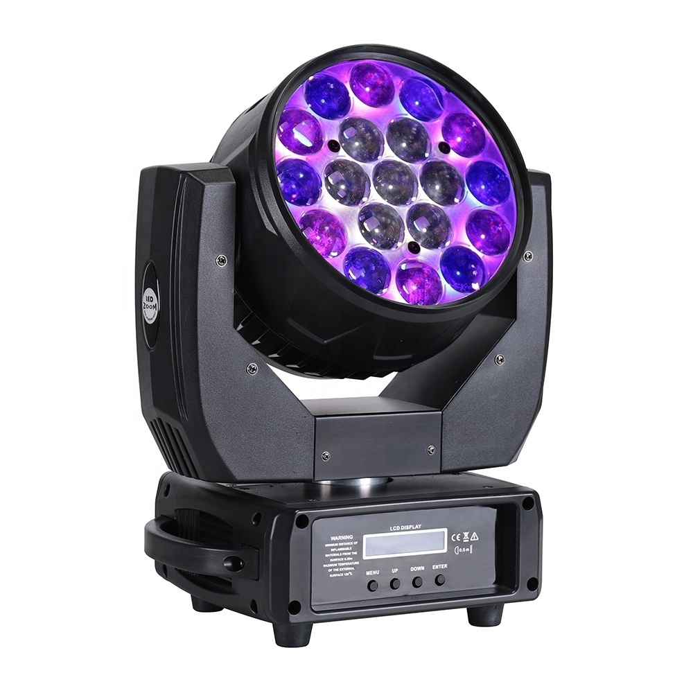 Led stage lighting 19x12W rgbw 4 in 1 led zoom moving light wash dj equipment