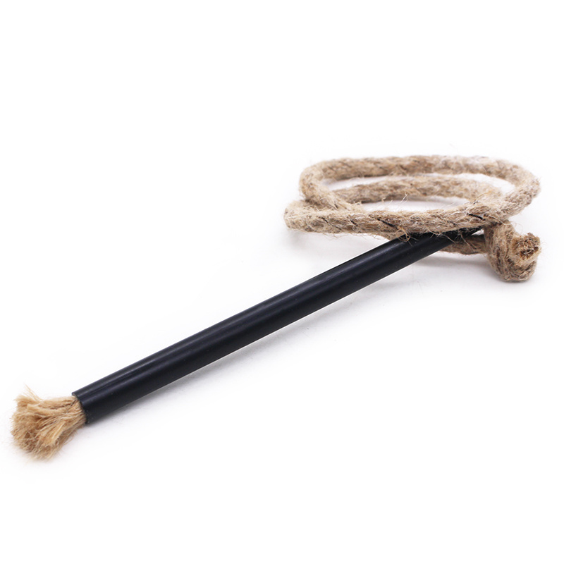 2 Feet Paraffin Wax Infused Hemp Tinder Wick Fire Starter Rope with Black Aluminum Bellows