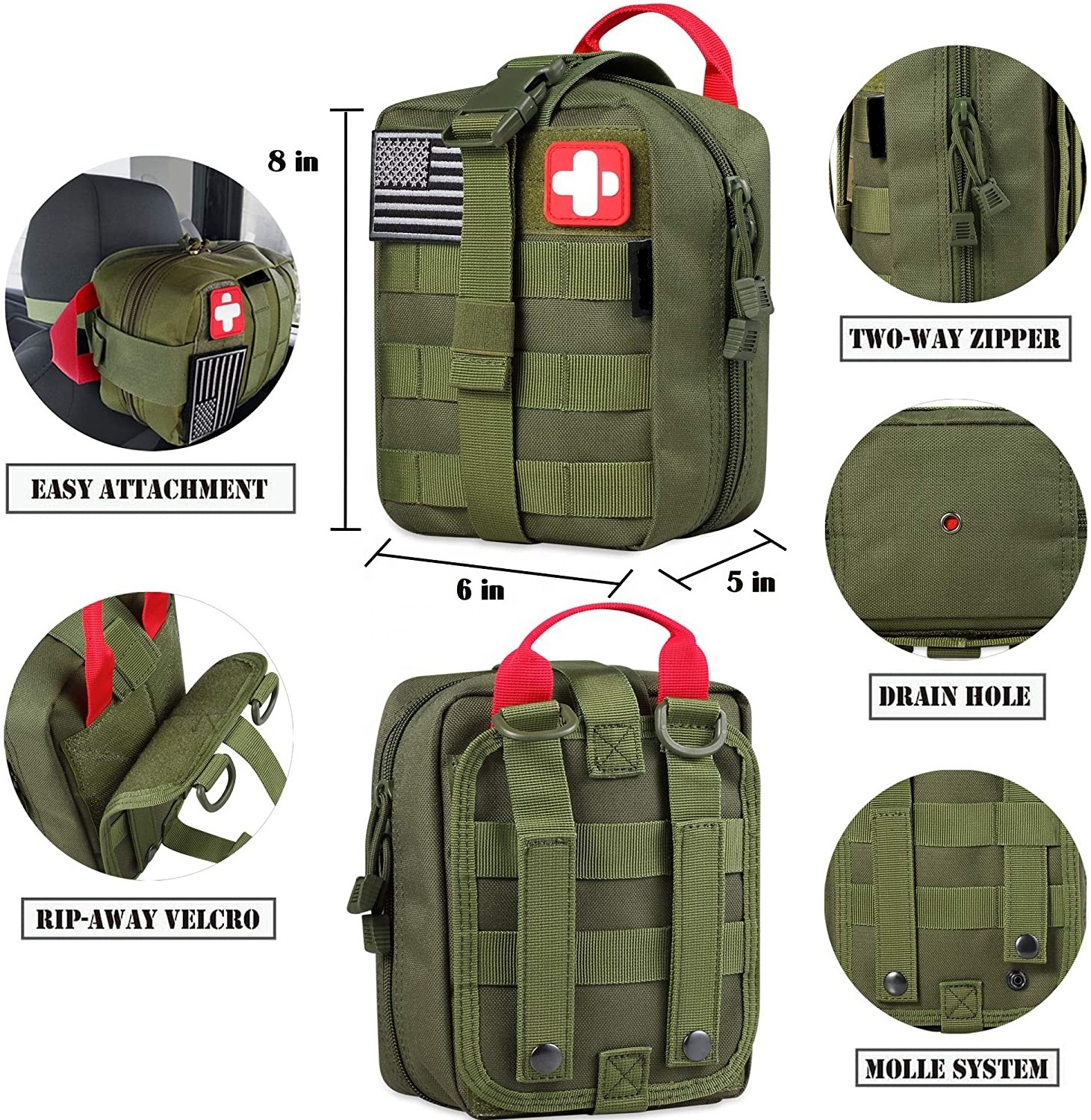 250 Pieces Molle Portable IFAK Survival Kit Emergency Kit Outdoor for Earthquake Hurricanes