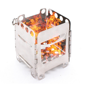 Outdoor Foldable Camping Backpacking Stainless Steel Wood Burning Stove