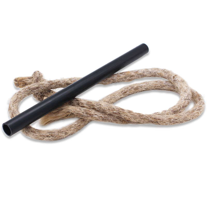 2 Feet Paraffin Wax Infused Hemp Tinder Wick Fire Starter Rope with Black Aluminum Bellows