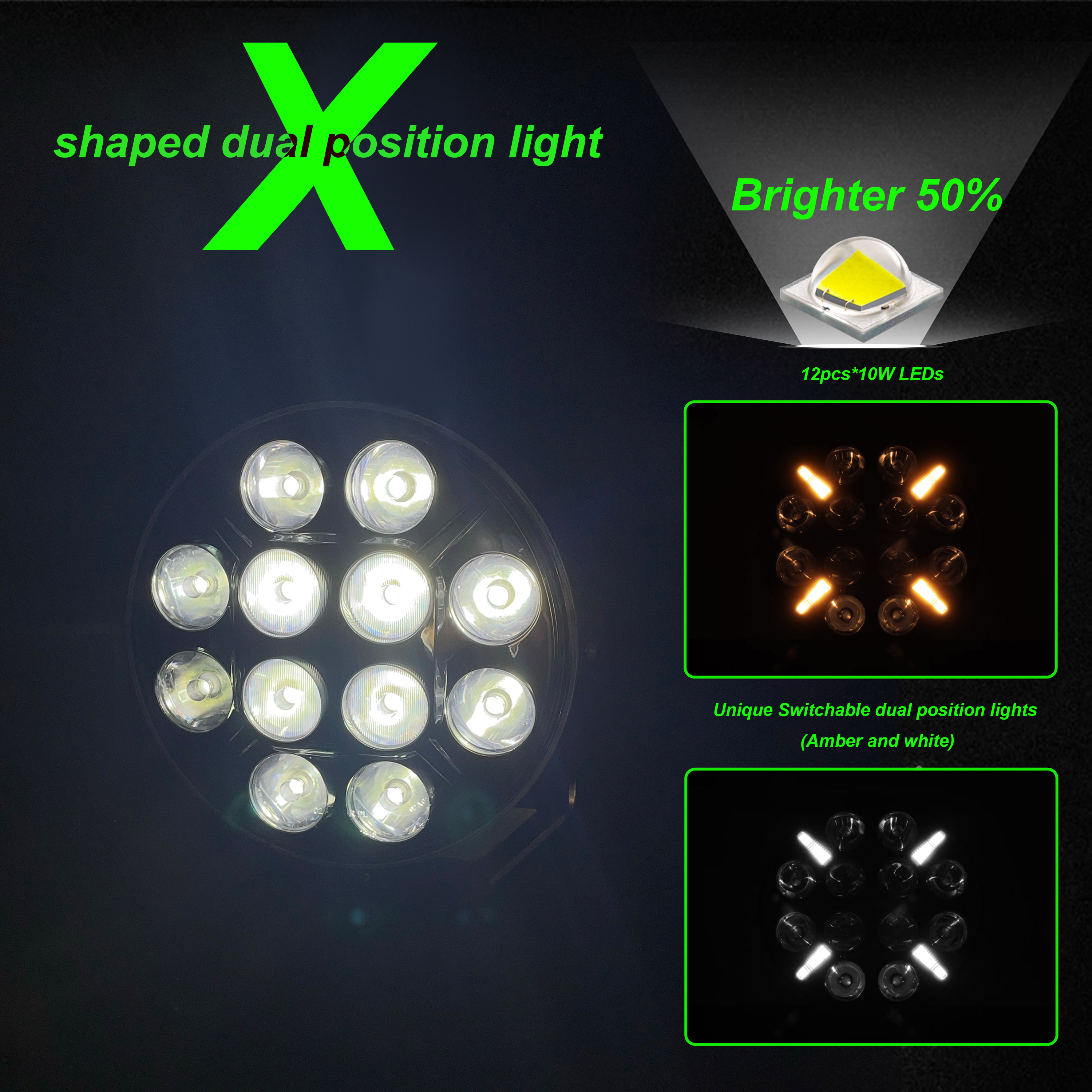 120W Round 9 Inch LED Light With Dual Color Park Light For Truck Car UTV ATV 12V 24 Volt ECE R112 LED  Driving Lights