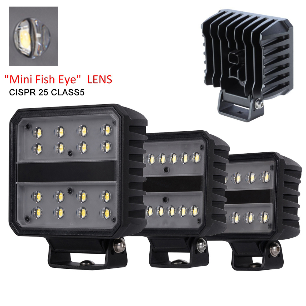 BRTLED Overheat Protect 40w 60w 80W Led Work Lamp Ece R10  4.5Inch 24v 12v Flood Excavator Tractor Led Square Led Work Light