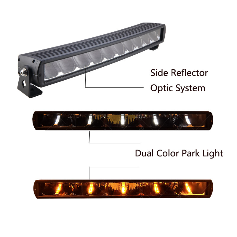 43inch LED curved light bar with vertical park light 220W R112 barra 4x4 roof bumper led off road light bar