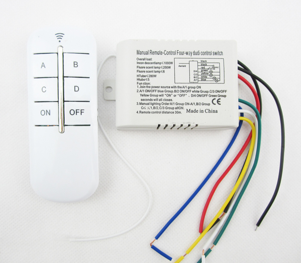 4 way Remote Control Light Switch 220V 4x1000W Four Channel RF wireless switch with Competitive price  high quality