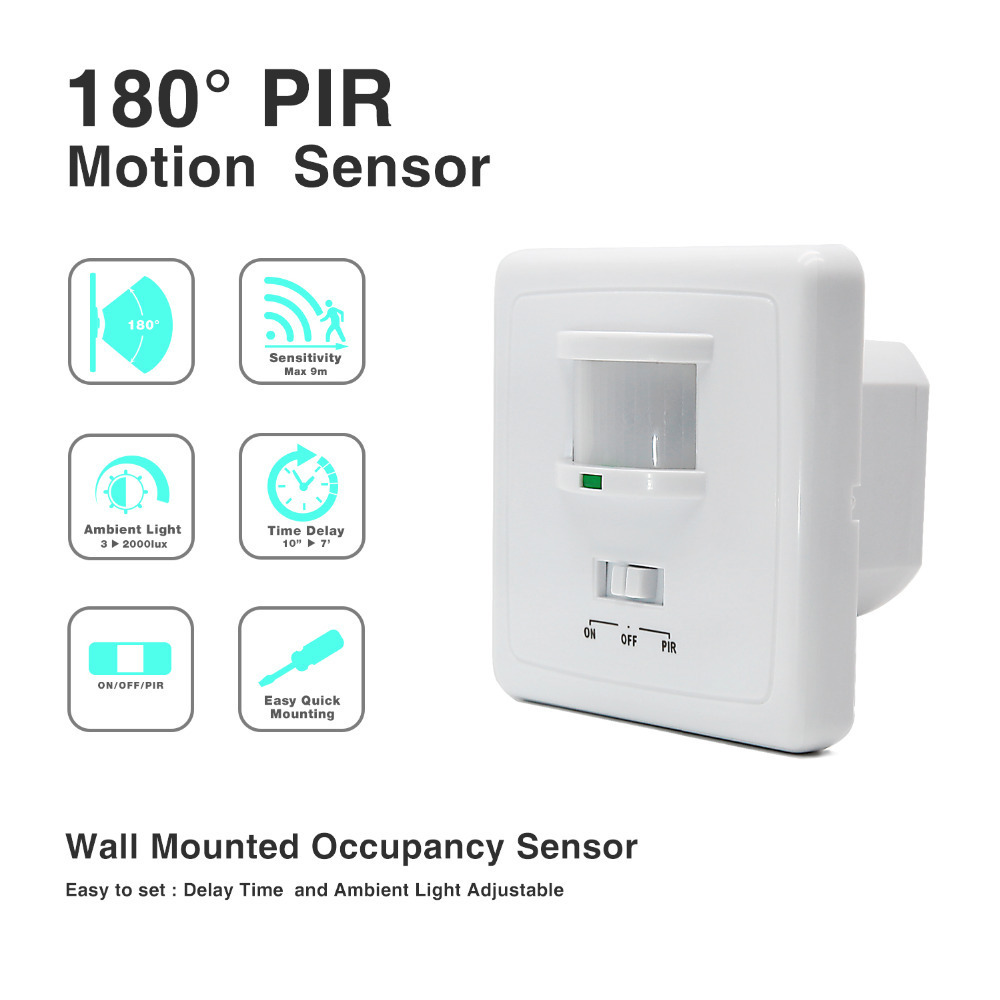 110V ~220V AC ON OFF Auto Wall Mount Motion Sensor Switch Automatic PIR Infrared Sensor Light Switch