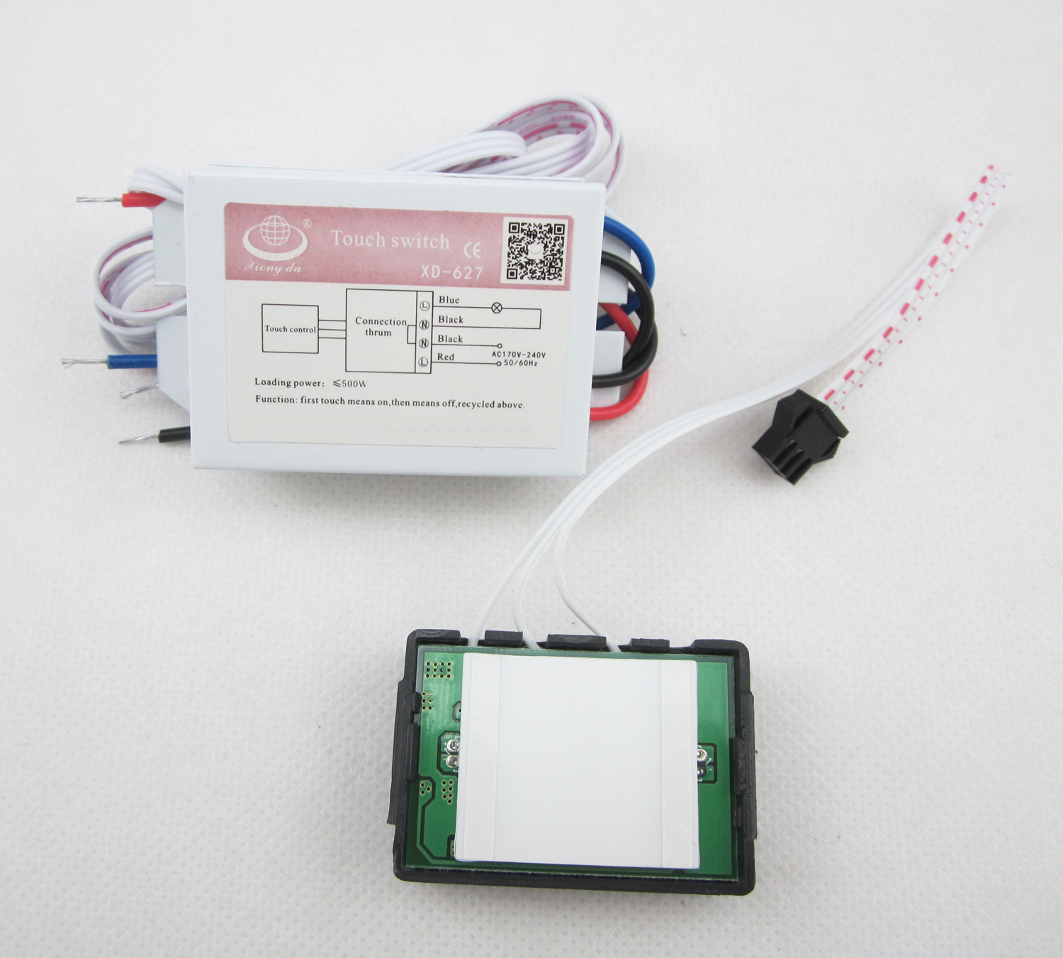 LED light mirror touch sensor switch 240V with blue and red indicator light touch sensitive