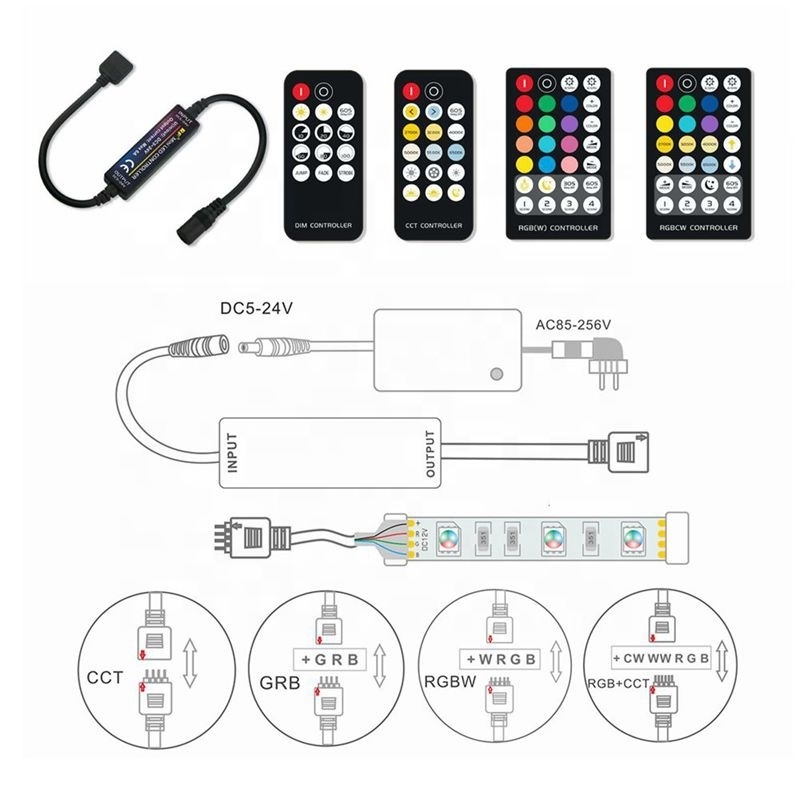 RGB RGBW Wireless RF Remote Controller DC5V 12V 24V LED Controller For LED Light Strips Dimmer