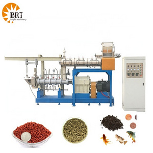 production line has a processing machine for trout fish floating feed sinking fish food pellet making extruder plant