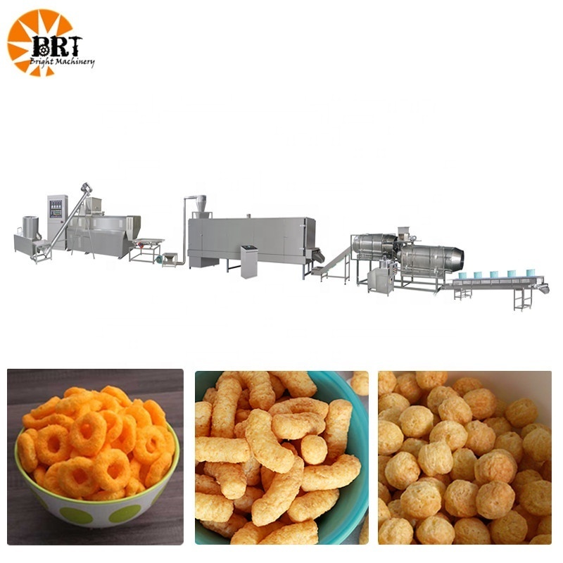 automatic puffed corn ball and stick production line has a make machine corn and rice puff snack machine