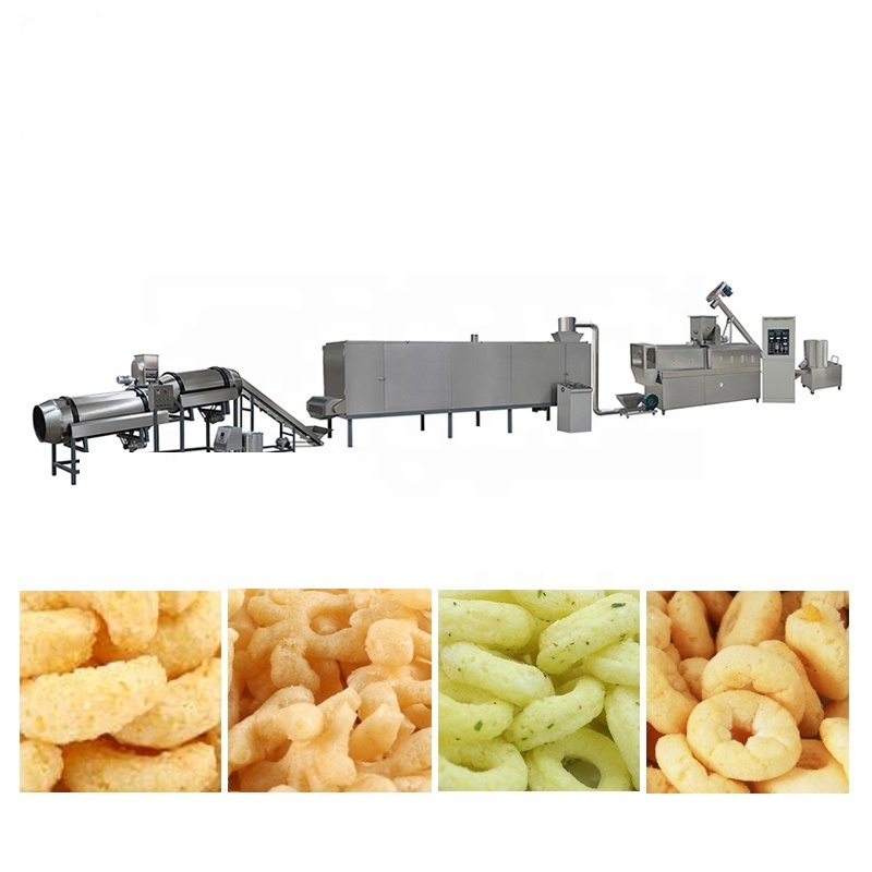 automatic corn puff snacks flavouring making machine corn puff roasting machine