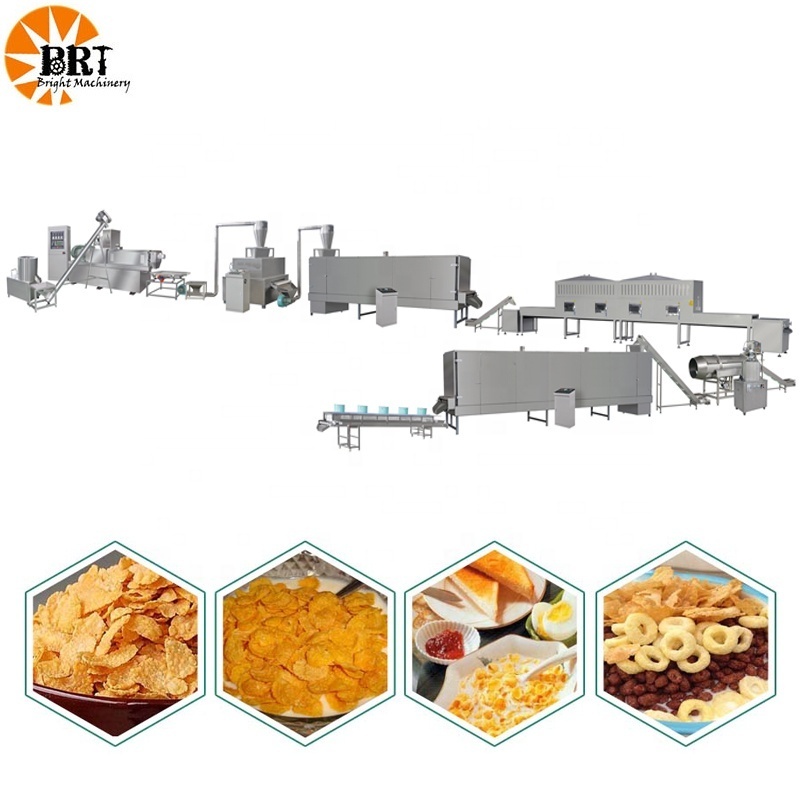 automatic breakfast cereal corn flakes extruder production line corn flake making processing machine