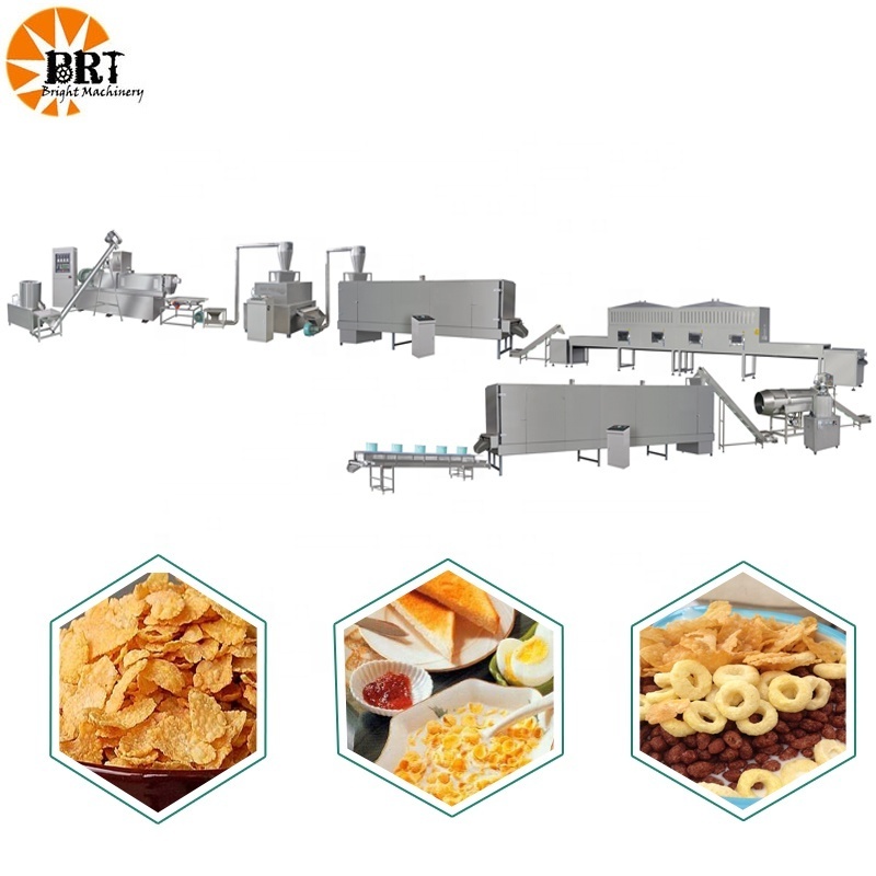 automatic breakfast cereal corn flakes extruder production line corn flake making processing machine