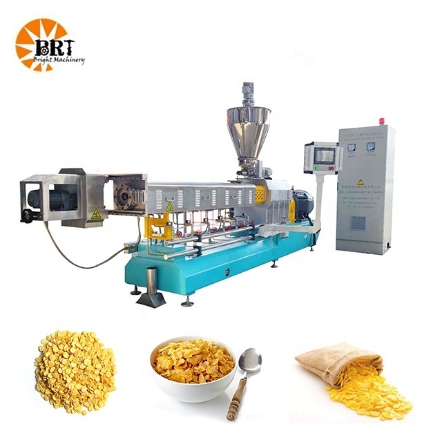 automatic breakfast cereal corn flakes extruder production line corn flake making processing machine