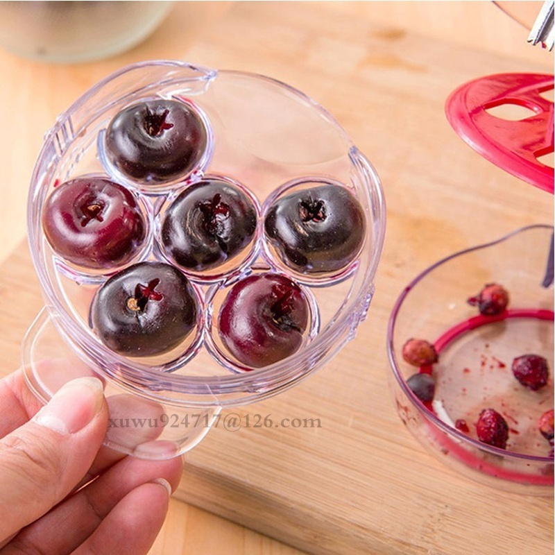 Cherry Corer 6 Hole With Container Kitchen Gadgets Tools Super Cherry Pitter Stone Corer Remover Olive Seed Pitting Tools