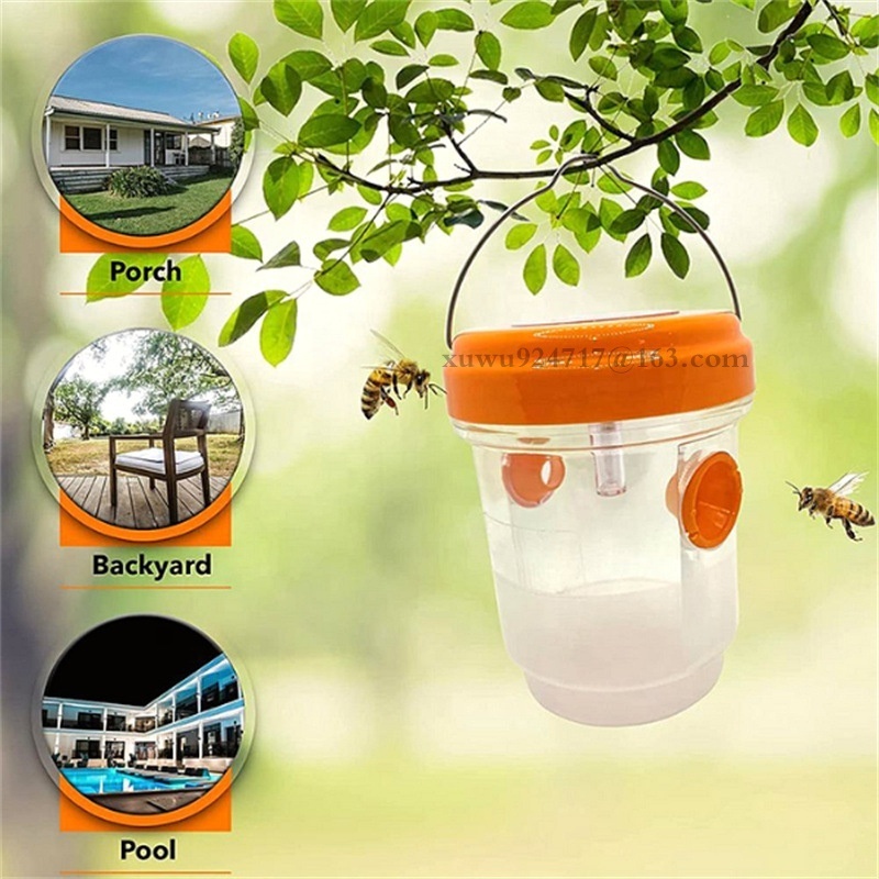 Hot Outdoor Hanging Bee Catcher Solar Powered Fly Wasp Insect Trap Catcher Plastic Bee Trap