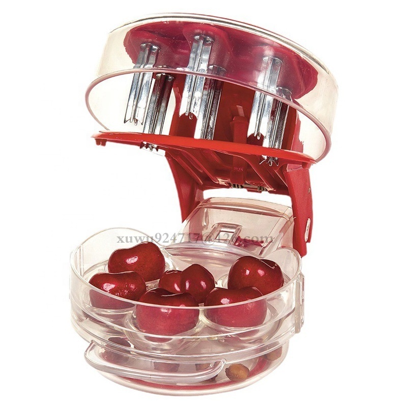 Cherry Corer 6 Hole With Container Kitchen Gadgets Tools Super Cherry Pitter Stone Corer Remover Olive Seed Pitting Tools