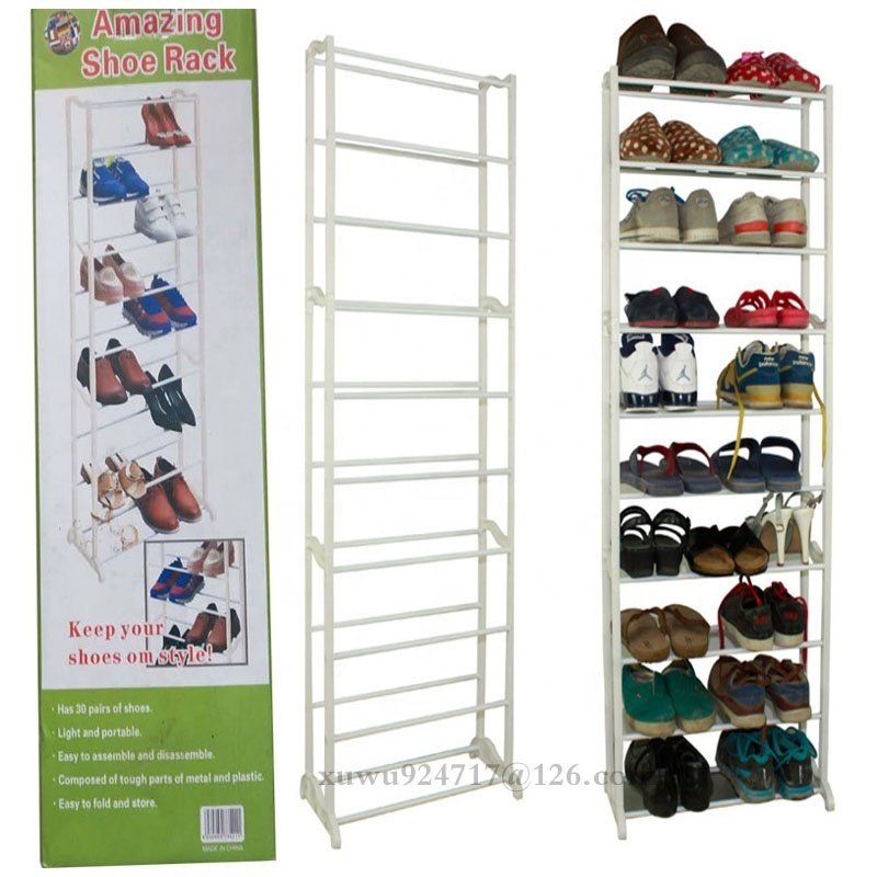 Home Storage Shoe Shelf Large Capacity Organizer For Entryways Cabinet 10 Layer Metal Iron Shoe Racks