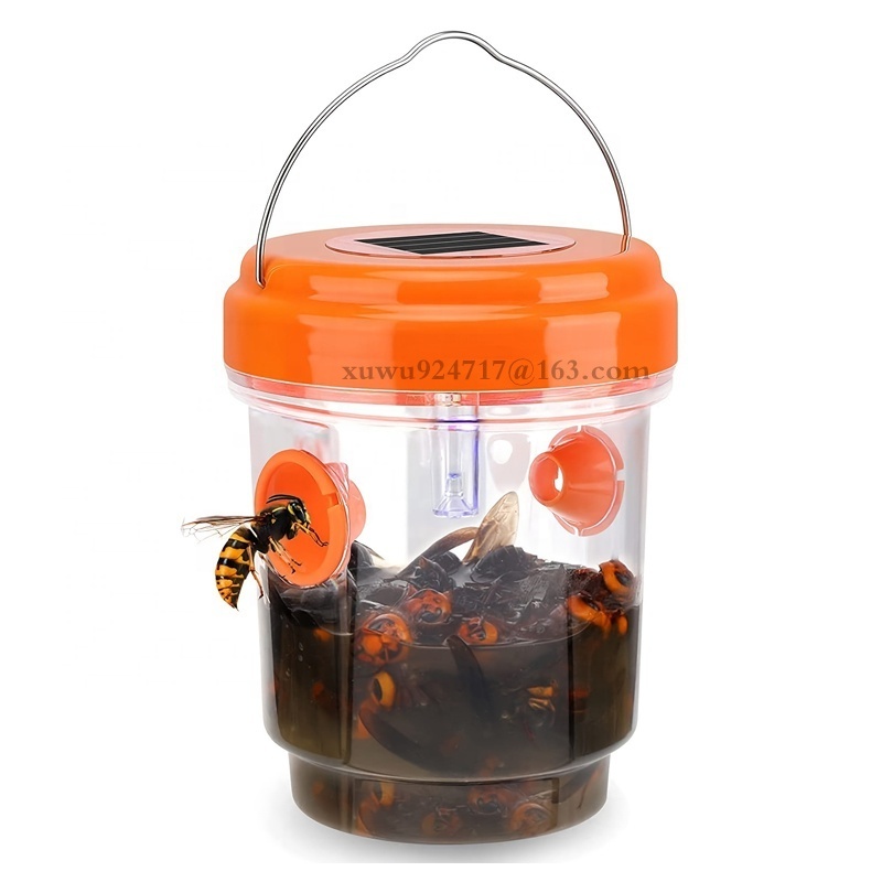 Hot Outdoor Hanging Bee Catcher Solar Powered Fly Wasp Insect Trap Catcher Plastic Bee Trap