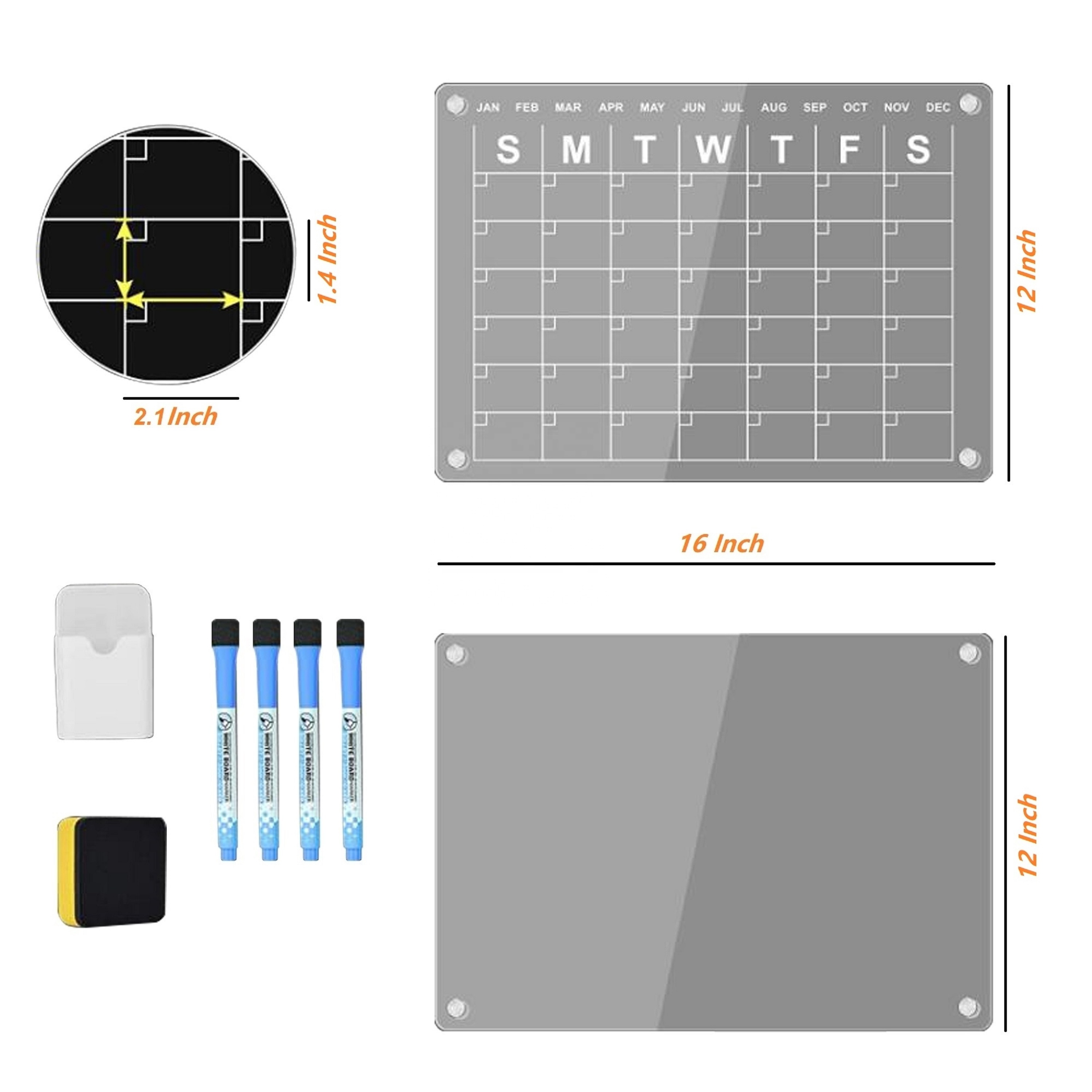 Weekly Monthly Clear Acrylic Calendar Board Fridge Magnetic Dry Erase Whiteboard Daily Acrylic Magnetic Board