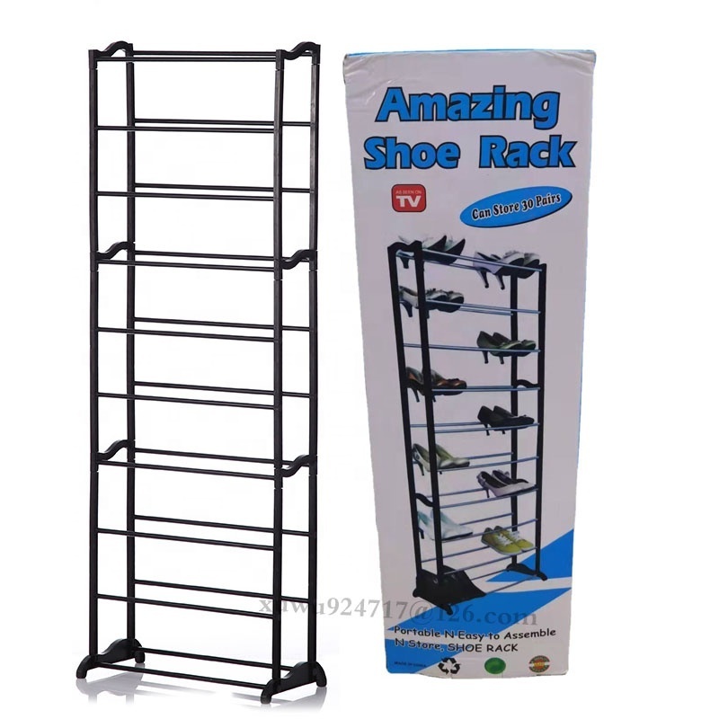 Home Storage Shoe Shelf Large Capacity Organizer For Entryways Cabinet 10 Layer Metal Iron Shoe Racks