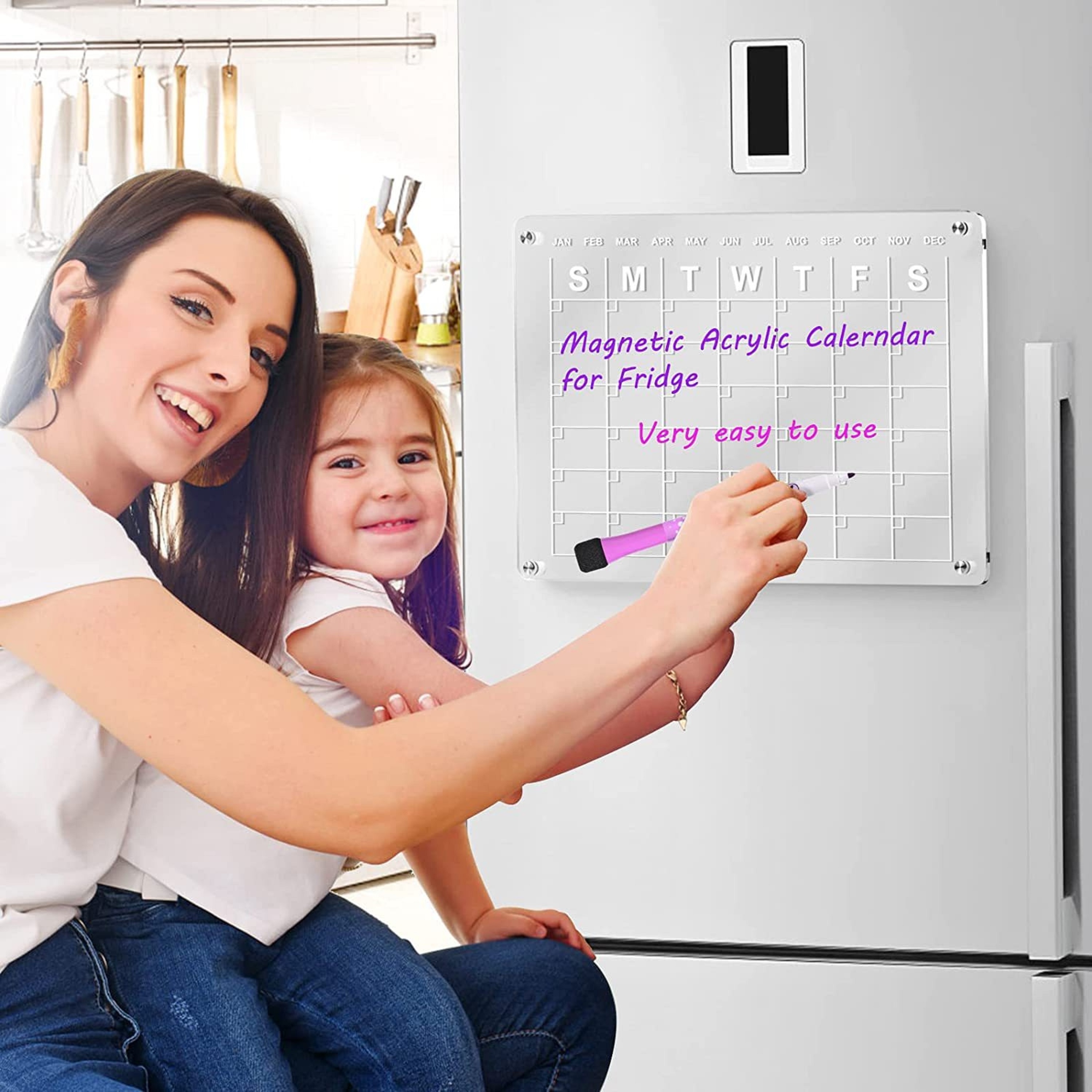 Weekly Monthly Clear Acrylic Calendar Board Fridge Magnetic Dry Erase Whiteboard Daily Acrylic Magnetic Board