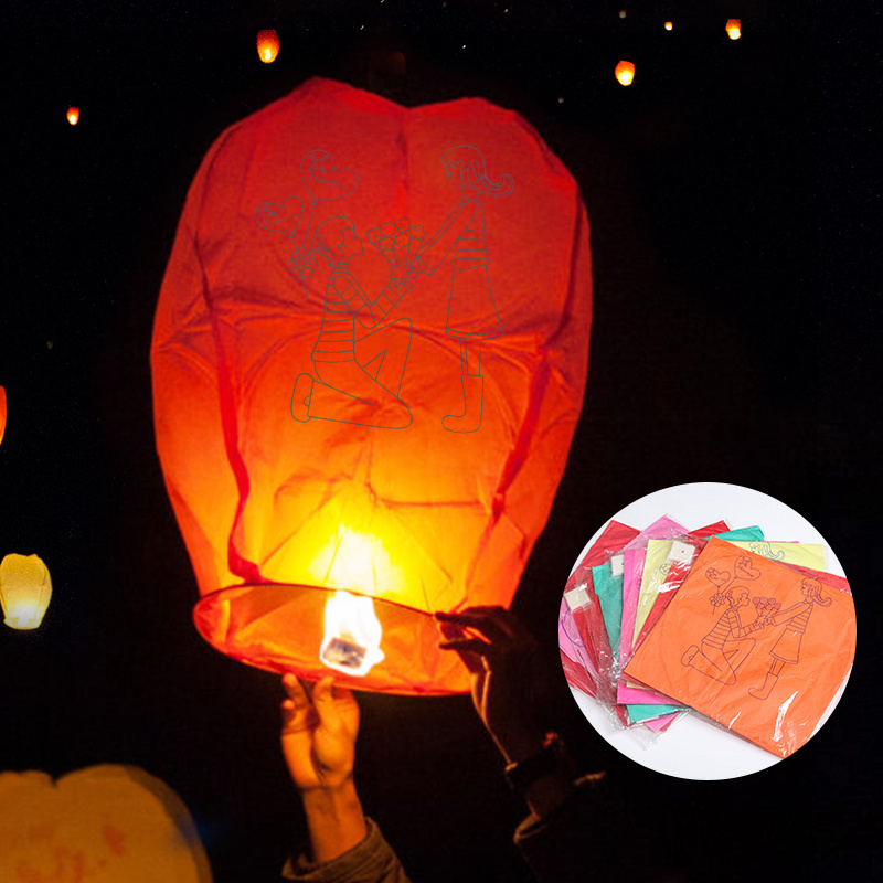 Fire Resistant Chinese Flying Wishing Lantern Sky Lantern Paper Balloons Paper Lamp Rectangular Paper Lantern