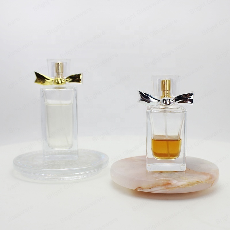 Hot 30ml 40ml 50ml 100ml 120ml Transparent Square Glass Bottle Luxury Perfume Cosmetic Glass Bottle with Spray Head