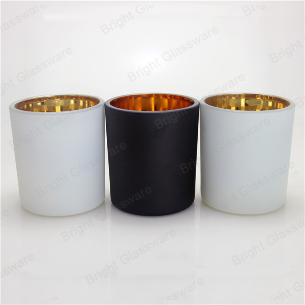 10oz Matte Black Matte White Glass Candle Jars With Metal Lid And Packaging Box Custom Glass Candle Holders For Candle Making