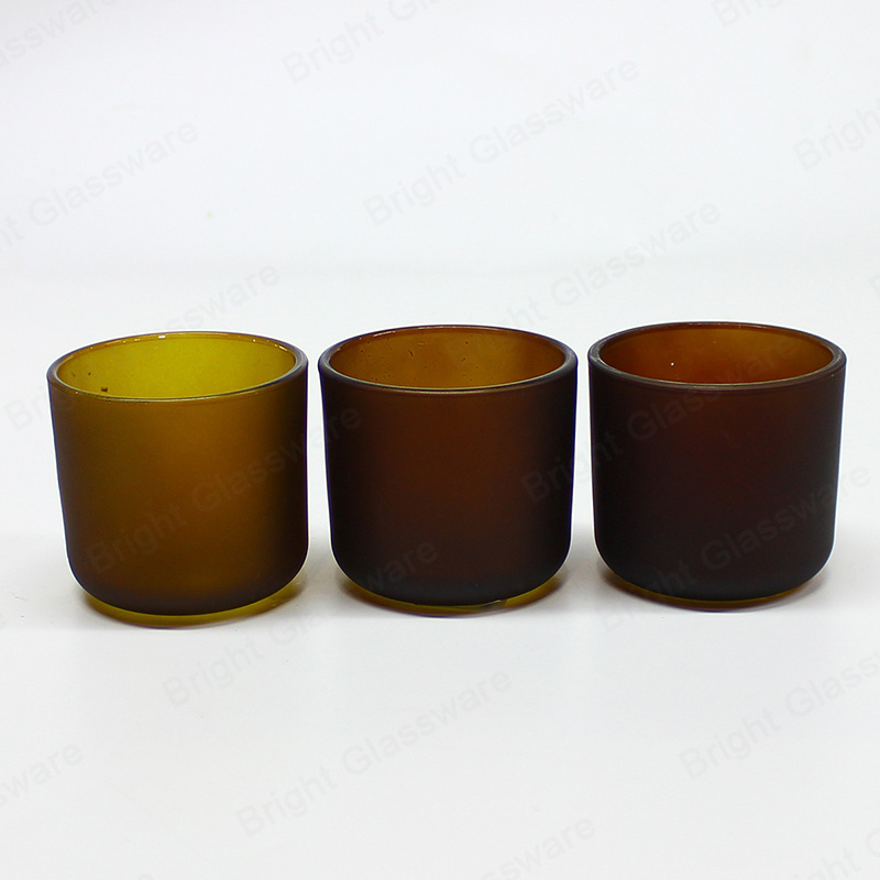 In Stock Small Dark Frosted Amber Tea Light Candle Holder Mini 80ml 3oz Empty Candle Jar Glass With Lid for Scented Candles